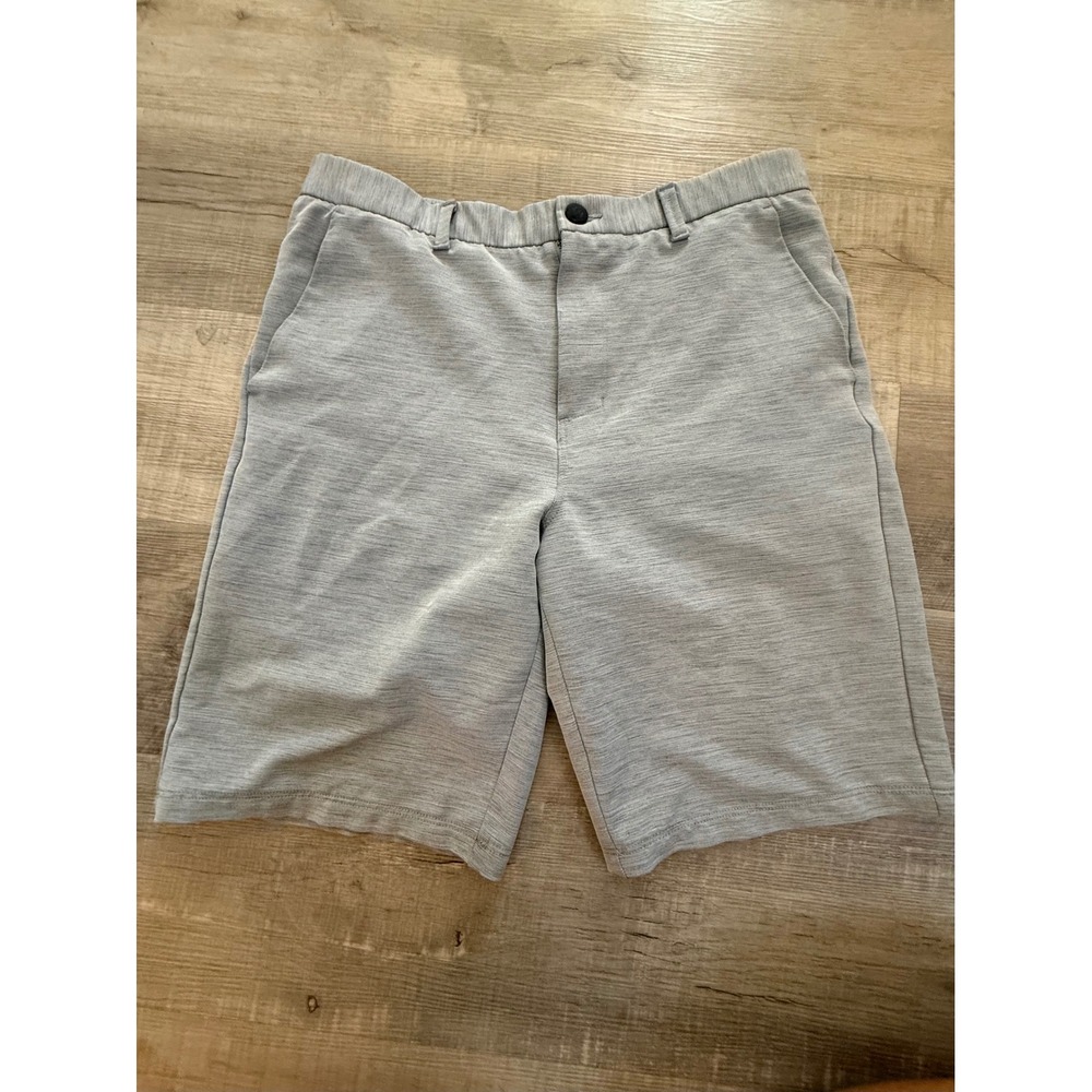 George Men's Gray Stretch Shorts Size 32 Flat Front Casual Golf Chino Performan